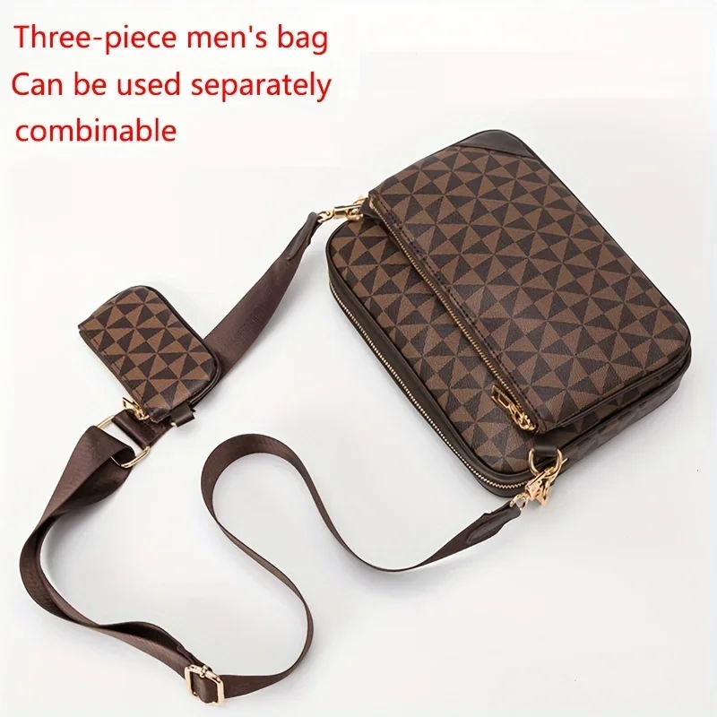 Men's Crossbody Bag, Three-piece Set Leather Shoulder Bag With Coin Purse Wallet & Clutch Bag 
Men's Crossbody Bag, Three-piece Set Leather Shoulder Bag With Coin Purse Wallet & Clutch Bag