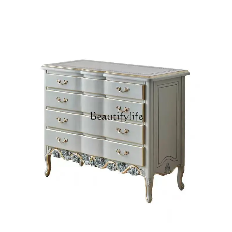 French exquisite carved chest cabinet simple bedroom living room solid wood storage cabinet
French exquisite carved chest cabinet simple bedroom living room solid wood storage cabinet