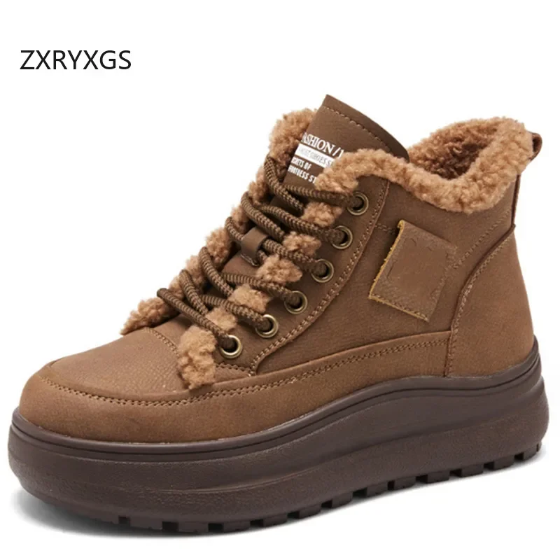 ZXRYXGS Winter Cowhide with Plush Warm Snow Boots Platform Shoes Woman Increase Boots 2024 Cross Strap Side Zipper Cotton Boots
ZXRYXGS Winter Cowhide with Plush Warm Snow Boots Platform Shoes Woman Increase Boots 2024 Cross Strap Side Zipper Cotton Boots