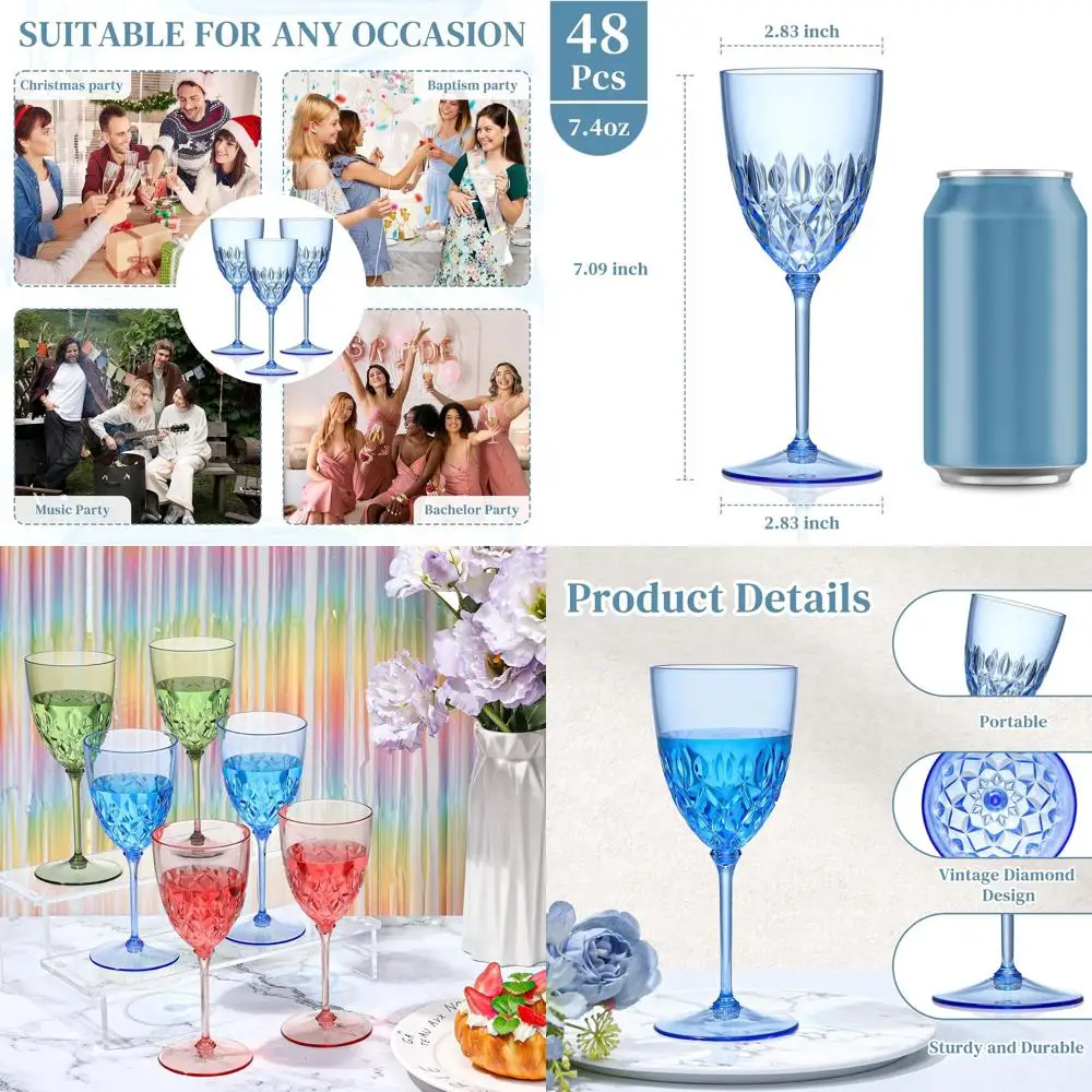 Массовые 48 упаковок синих пластиковых бокалов для вина, съемный стебель на 7,4 унции, небьющиеся для свадеб, вечеринок и мероприятий
Массовые 48 упаковок синих пластиковых бокалов для вина, съемный стебель на 7,4 унции, небьющиеся для свадеб, вечеринок и мероприятий