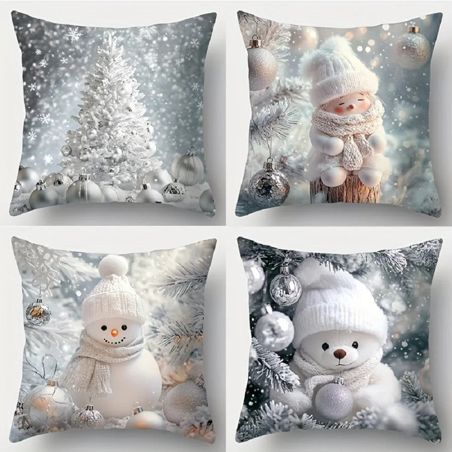 4Pc Cute Snowman Throw Pillow Covers 18 x 18-Inch Grey Christmas Cushion Case for Merry Christmas Set of 1 Decor Pillowcase Sofa
4Pc Cute Snowman Throw Pillow Covers 18 x 18-Inch Grey Christmas Cushion Case for Merry Christmas Set of 1 Decor Pillowcase Sofa