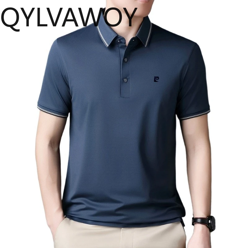 QYLVAWOY 100% Natural Mulberry Silk Men's Polo Shirts Short Sleeve T Shirts for Man Summer Lapel Tops Camisas Masculina Business
QYLVAWOY 100% Natural Mulberry Silk Men's Polo Shirts Short Sleeve T Shirts for Man Summer Lapel Tops Camisas Masculina Business