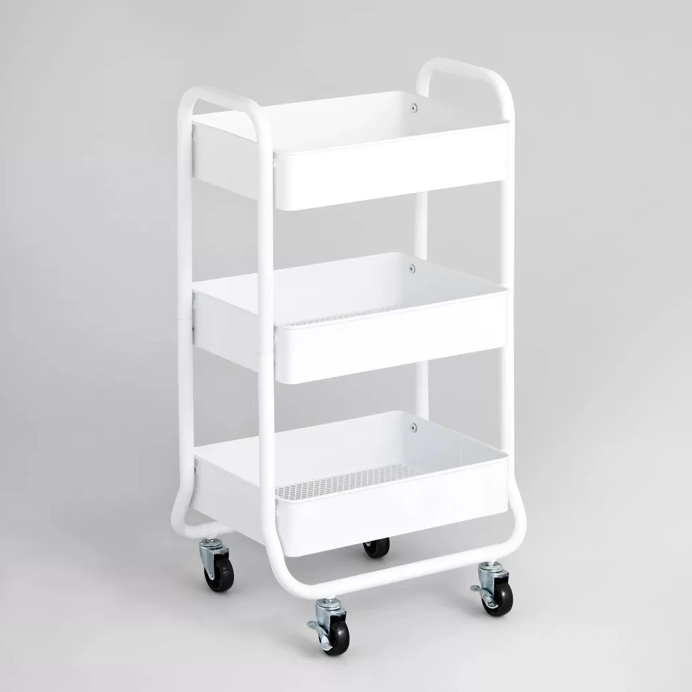 Metal 3 Tier Rolling Cart,White Utility Cart On Wheels With Handle.Storage Cart for Dorm,Kitchen,Bathroom,Bedside,Diaper,Snack
Metal 3 Tier Rolling Cart,White Utility Cart On Wheels With Handle.Storage Cart for Dorm,Kitchen,Bathroom,Bedside,Diaper,Snack