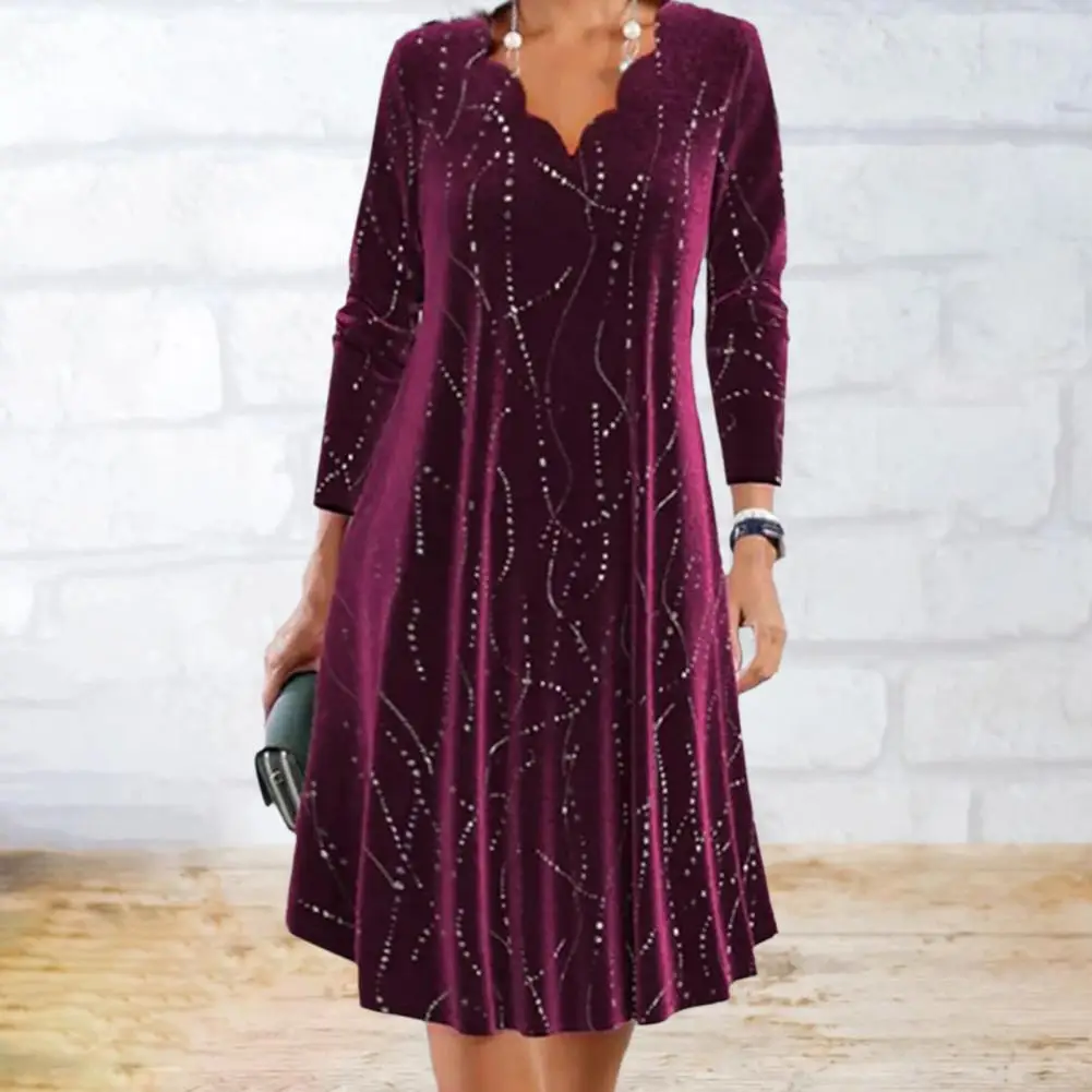 Loose Cut Dress Soft Fabric Women Dress Sequin V Neck A-line Midi Dress for Women Long Sleeve Soft Pullover Knee Length Party
Loose Cut Dress Soft Fabric Women Dress Sequin V Neck A-line Midi Dress for Women Long Sleeve Soft Pullover Knee Length Party