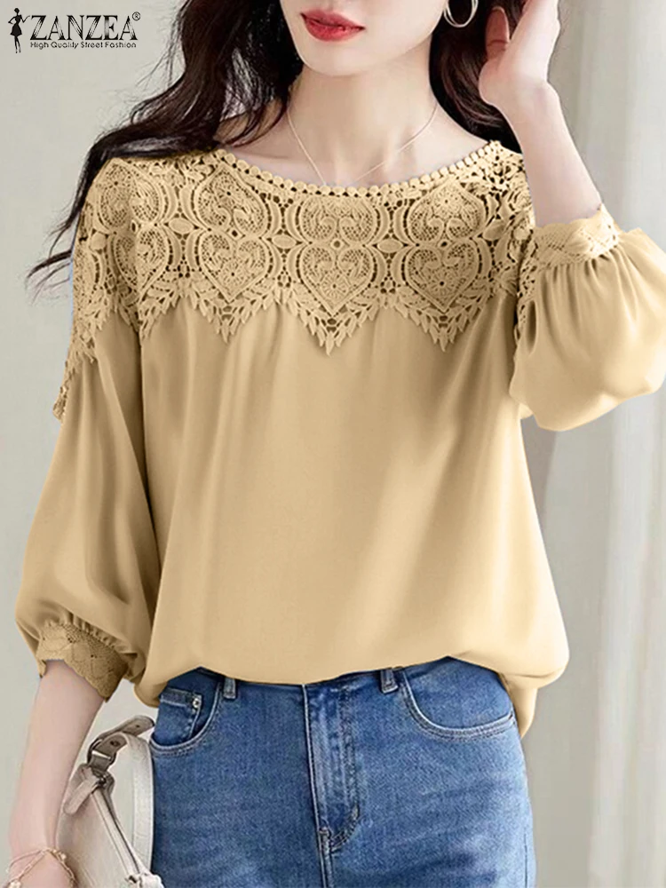 ZANZEA Women Summer Elegant Blouses Fashion Lace Shirts 2025 O-Neck Casual Loose Tunic Tops 3/4 Sleeve Office Blusas Femininas
ZANZEA Women Summer Elegant Blouses Fashion Lace Shirts 2025 O-Neck Casual Loose Tunic Tops 3/4 Sleeve Office Blusas Femininas