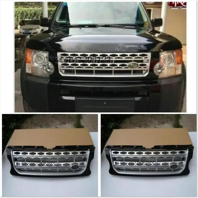 Передняя решетка для Land Rover Discovery LR3 2005-2009 серебристого цвета + черная сменная отделка OEM
Передняя решетка для Land Rover Discovery LR3 2005-2009 серебристого цвета + черная сменная отделка OEM