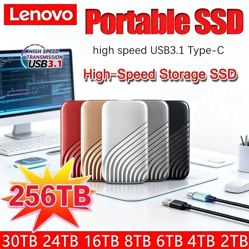 Внешний твердотельный накопитель Lenovo SSD Flash с интерфейсом Type-C, высокоскоростной USB3.1, 2 ТБ, 4 ТБ, портативный жесткий диск для ноутбука
Внешний твердотельный накопитель Lenovo SSD Flash с интерфейсом Type-C, высокоскоростной USB3.1, 2 ТБ, 4 ТБ, портативный жесткий диск для ноутбука