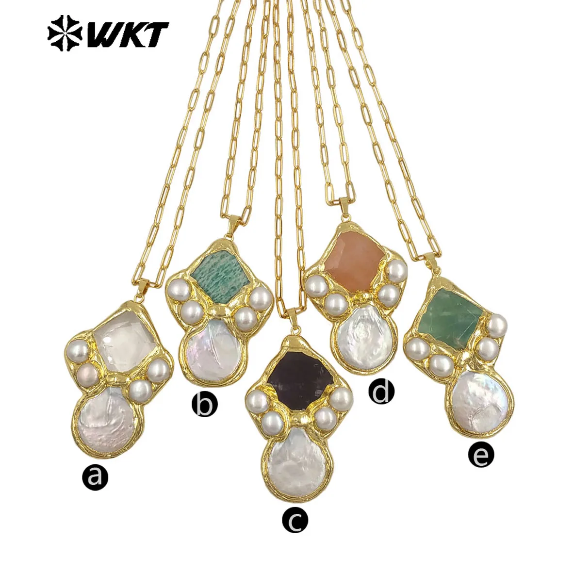 WT-JN345 Delicate Rectangle Chain With Gold Plated Natural Gemstones And Pearl Pendant Necklace For Unique Fashion Birthday Gift
WT-JN345 Delicate Rectangle Chain With Gold Plated Natural Gemstones And Pearl Pendant Necklace For Unique Fashion Birthday Gift