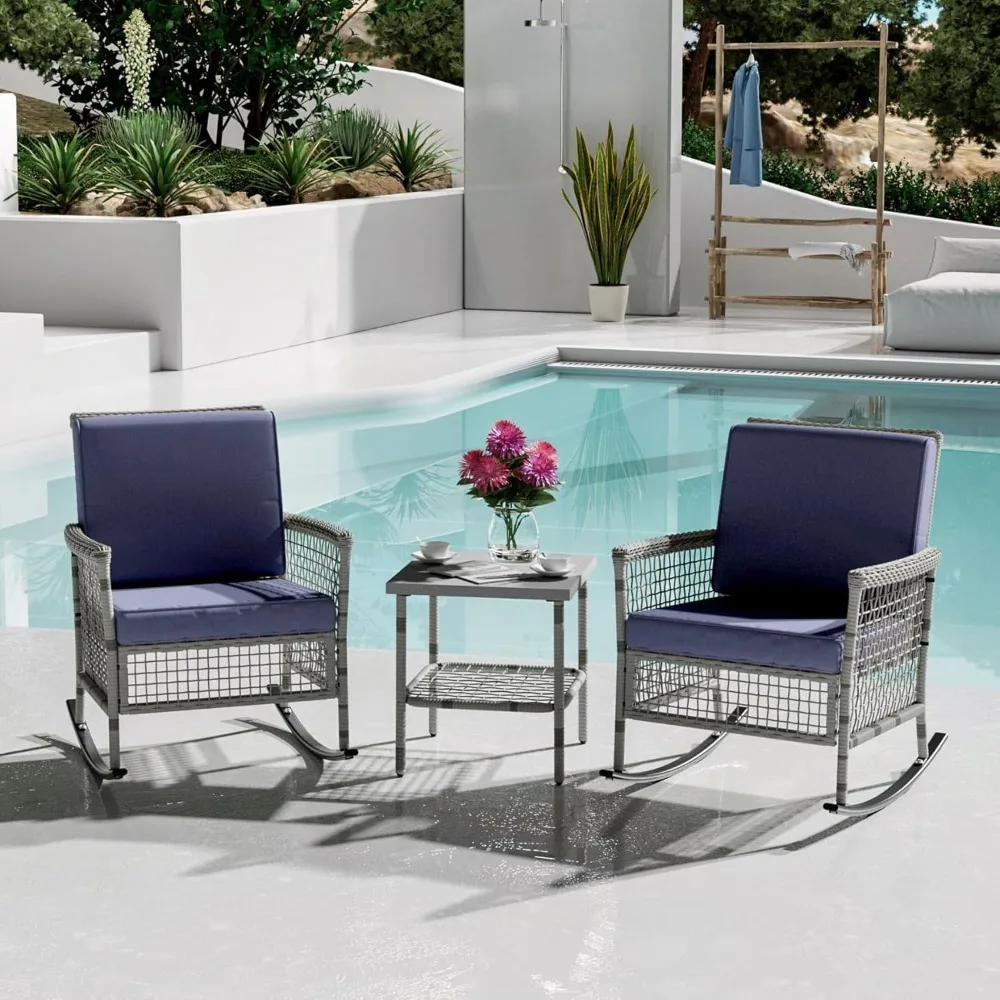 3 Pieces Patio Furniture Set,Wicker Rocking Chair Set with Cushions and Side Table,Rattan Outdoor Conversation Bistro Set for Ba
3 Pieces Patio Furniture Set,Wicker Rocking Chair Set with Cushions and Side Table,Rattan Outdoor Conversation Bistro Set for Ba