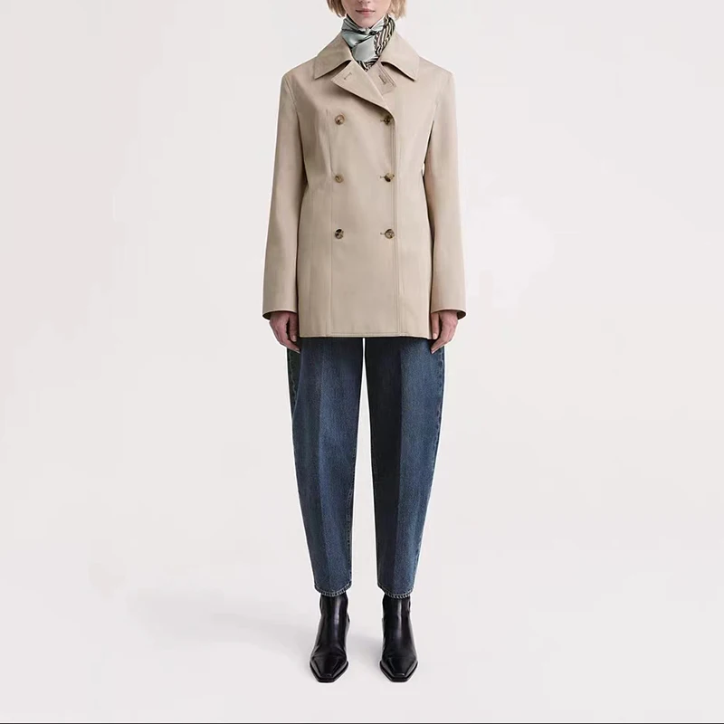 Cotton double-breasted lapel waist Slim Women's coat 2023 fall and winter simple temperament commuter twill cloth quite Coat
Cotton double-breasted lapel waist Slim Women's coat 2023 fall and winter simple temperament commuter twill cloth quite Coat