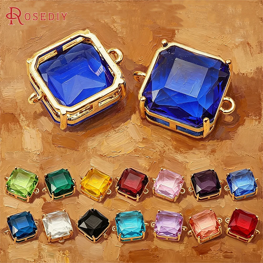 6PCS 18K Gold Color Brass Glass 2 Holes Square Connect Charms Pendants High Quality Necklace Earrings Charms Jewelry Making
6PCS 18K Gold Color Brass Glass 2 Holes Square Connect Charms Pendants High Quality Necklace Earrings Charms Jewelry Making