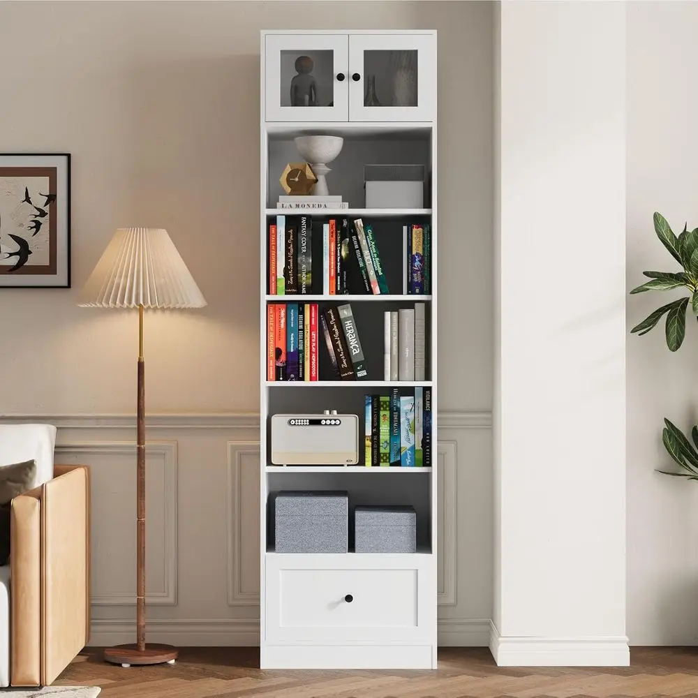 7-Tier Glass Door Bookcase, 85.5 Tall, 23.6 Wide Storage Cabinet for Living Room or Home Office in White
7-Tier Glass Door Bookcase, 85.5 Tall, 23.6 Wide Storage Cabinet for Living Room or Home Office in White