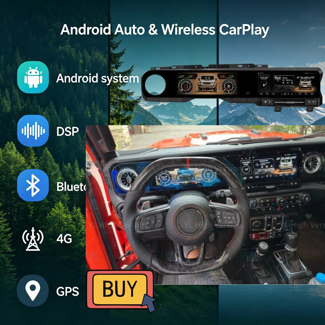 Android Auto For Jeep Wrangler 2018-2023 LCD Instrument Panel Dual Screen Android Multimedia Video Player Carplay GPS Navigation
Android Auto For Jeep Wrangler 2018-2023 LCD Instrument Panel Dual Screen Android Multimedia Video Player Carplay GPS Navigation