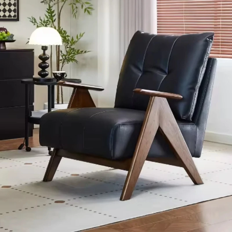 New designer modern luxury leather living room sofa chair with wooden armrests single
New designer modern luxury leather living room sofa chair with wooden armrests single