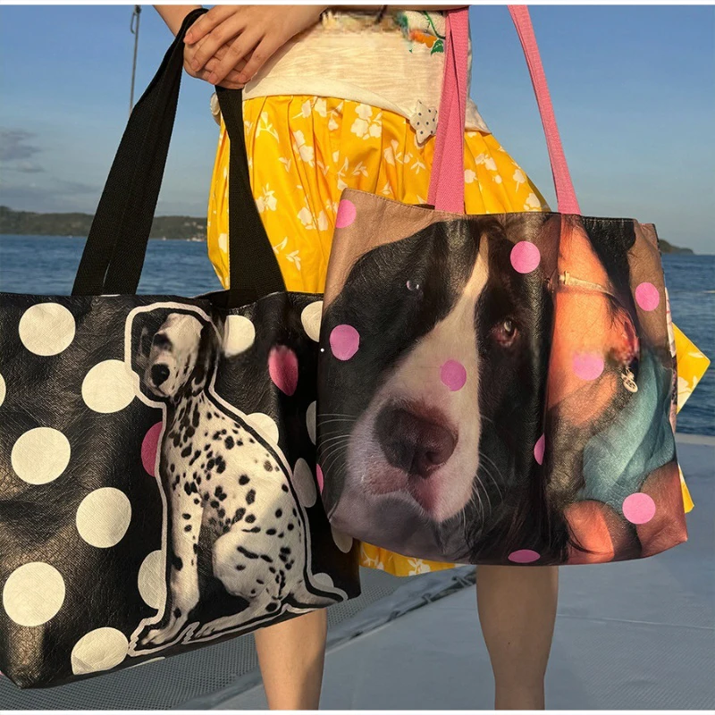 Cute Spotted Dog Print Waterproof Tote Bag, Large Capacity Canvas Shoulder Handbag, Casual Commuting Shopping Purse for Women
Cute Spotted Dog Print Waterproof Tote Bag, Large Capacity Canvas Shoulder Handbag, Casual Commuting Shopping Purse for Women