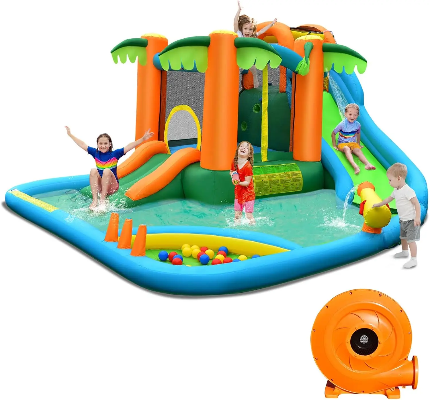 Water Slide Bounce House Combo, Inflatable Splash Pool with 780W Blower, Climbing Wall, and Blow Up Waterslide Park for Kids Outdoor Fun, Backyard Party Gift for Big Kids
Water Slide Bounce House Combo, Inflatable Splash Pool with 780W Blower, Climbing Wall, and Blow Up Waterslide Park for Kids Outdoor Fun, Backyard Party Gift for Big Kids