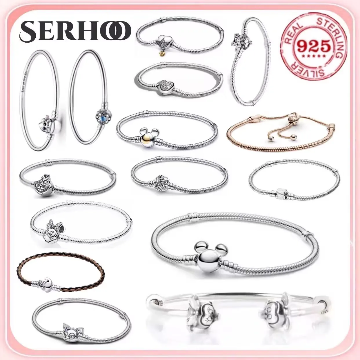 Disney's best-selling 100%925 sterling silver fitted original Mickey and Minnie Snowman charm bracelet a diy jewelry for women
Disney's best-selling 100%925 sterling silver fitted original Mickey and Minnie Snowman charm bracelet a diy jewelry for women