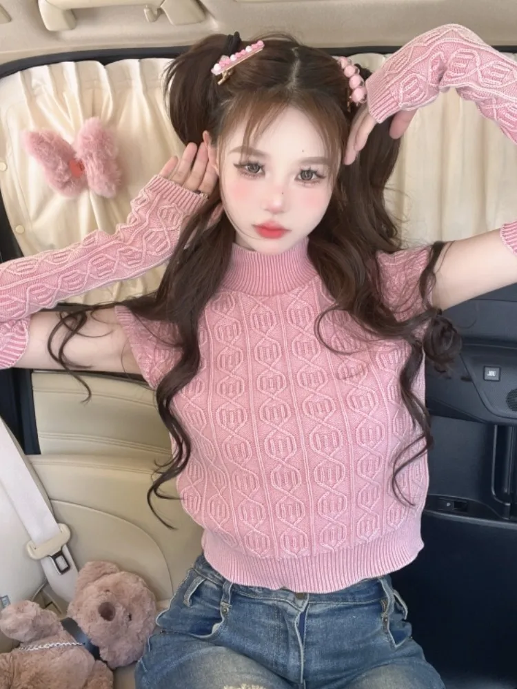 Fashionable Short Knitted Sweater Half High Collar Women's Style Pure Desire Trendy Top Sleeve Set Sweet Spicy Girl
Fashionable Short Knitted Sweater Half High Collar Women's Style Pure Desire Trendy Top Sleeve Set Sweet Spicy Girl