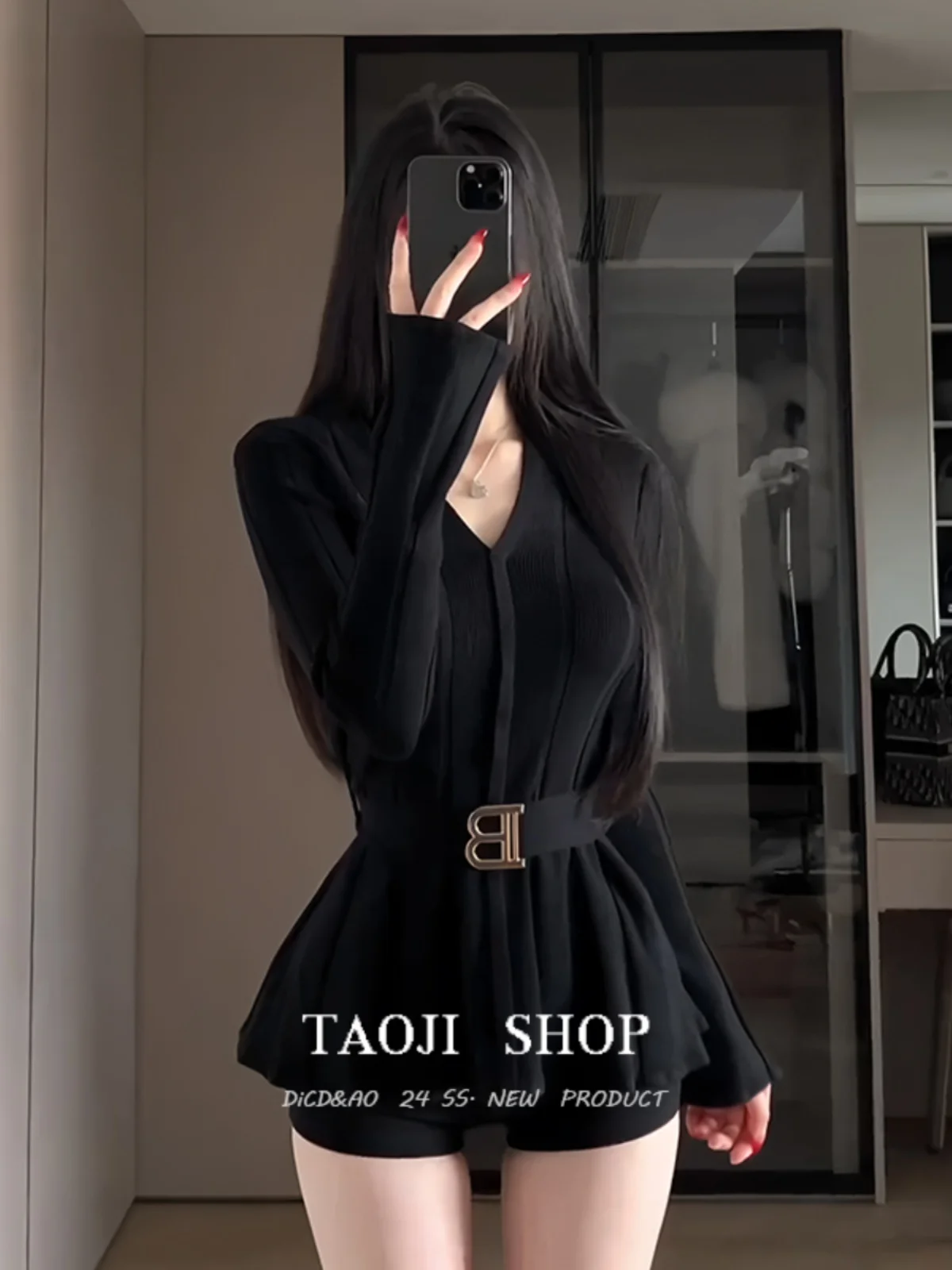 Slimming V-Neck Knitwear Women's Fashion Spring Pure Desire Waist-Cinching Short Sleeve Long Dress Style Korean Version
Slimming V-Neck Knitwear Women's Fashion Spring Pure Desire Waist-Cinching Short Sleeve Long Dress Style Korean Version