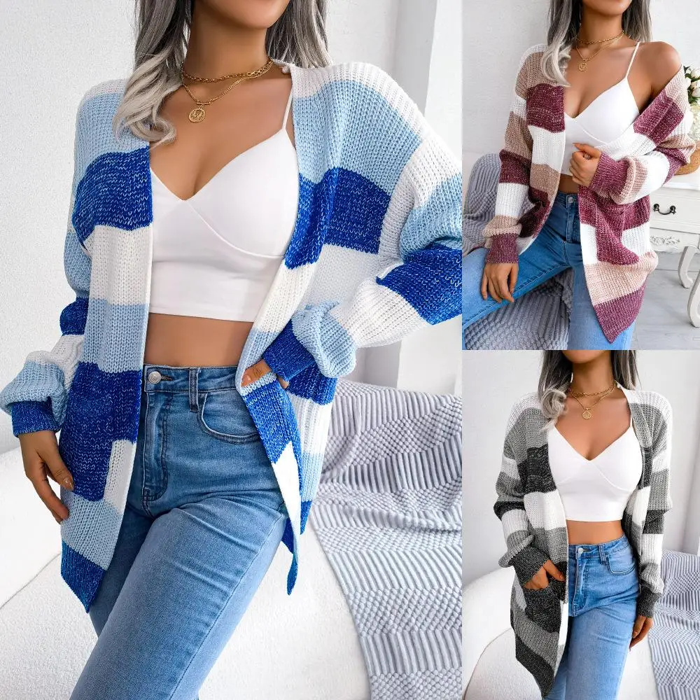 Women's Striped Lantern Sleeve Cardigan Sweater Jacket Medium Thickness Regular Fit Online And In-Store Exclusive Winter 2016
Women's Striped Lantern Sleeve Cardigan Sweater Jacket Medium Thickness Regular Fit Online And In-Store Exclusive Winter 2016
