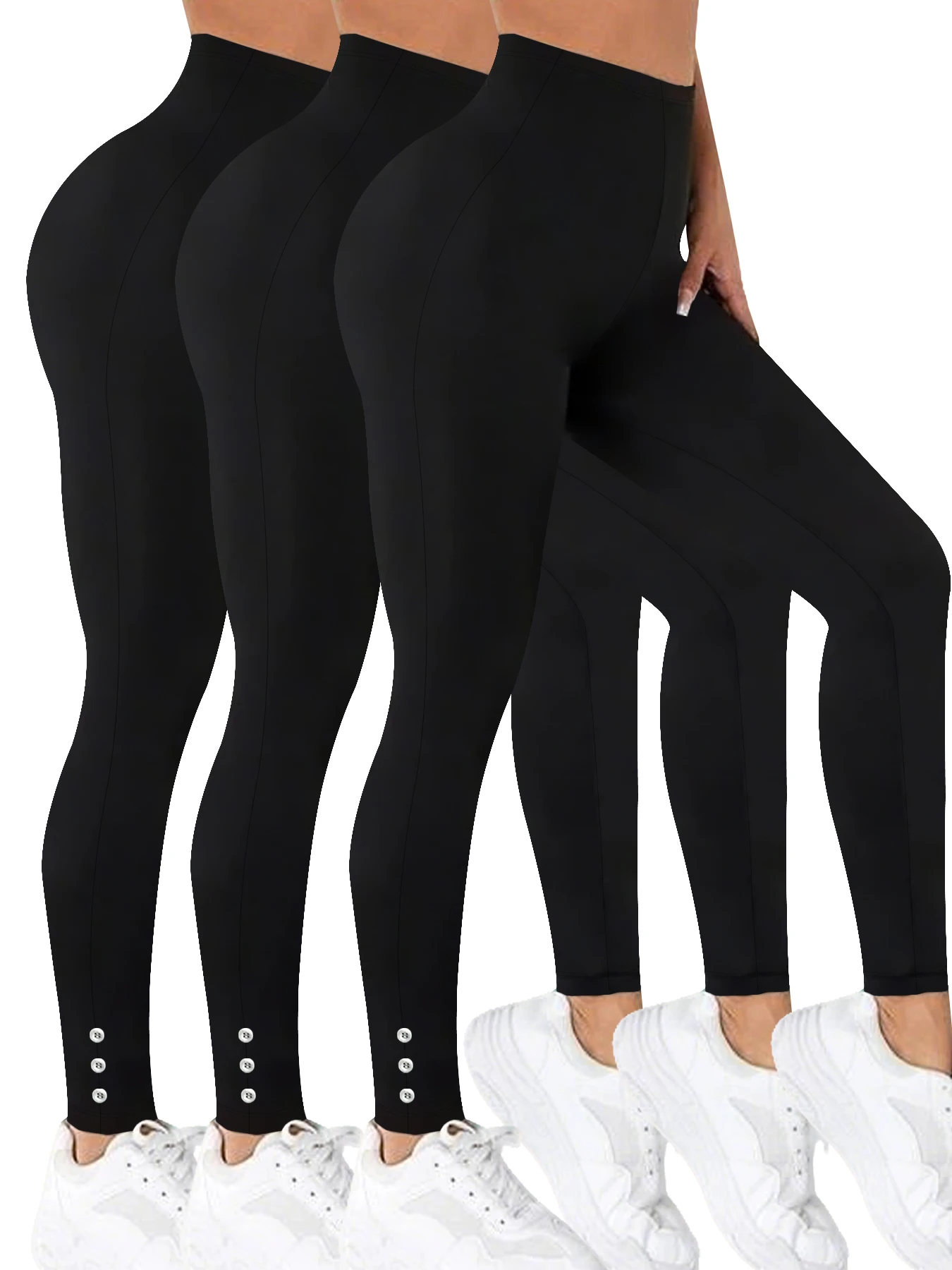 3 Pack Women's Super Soft Leggings With Side Button Detail, High Stretch No SeeThrough Workout Running Yoga Athletic Capri
3 Pack Women's Super Soft Leggings With Side Button Detail, High Stretch No SeeThrough Workout Running Yoga Athletic Capri