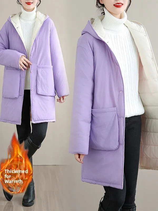 Thiened Cotton Linen Hooded Jaet Women's Winter Warm Comfortable Anti-Aging Outerwear Mid-Length Classic Sle Coat
Thiened Cotton Linen Hooded Jaet Women's Winter Warm Comfortable Anti-Aging Outerwear Mid-Length Classic Sle Coat