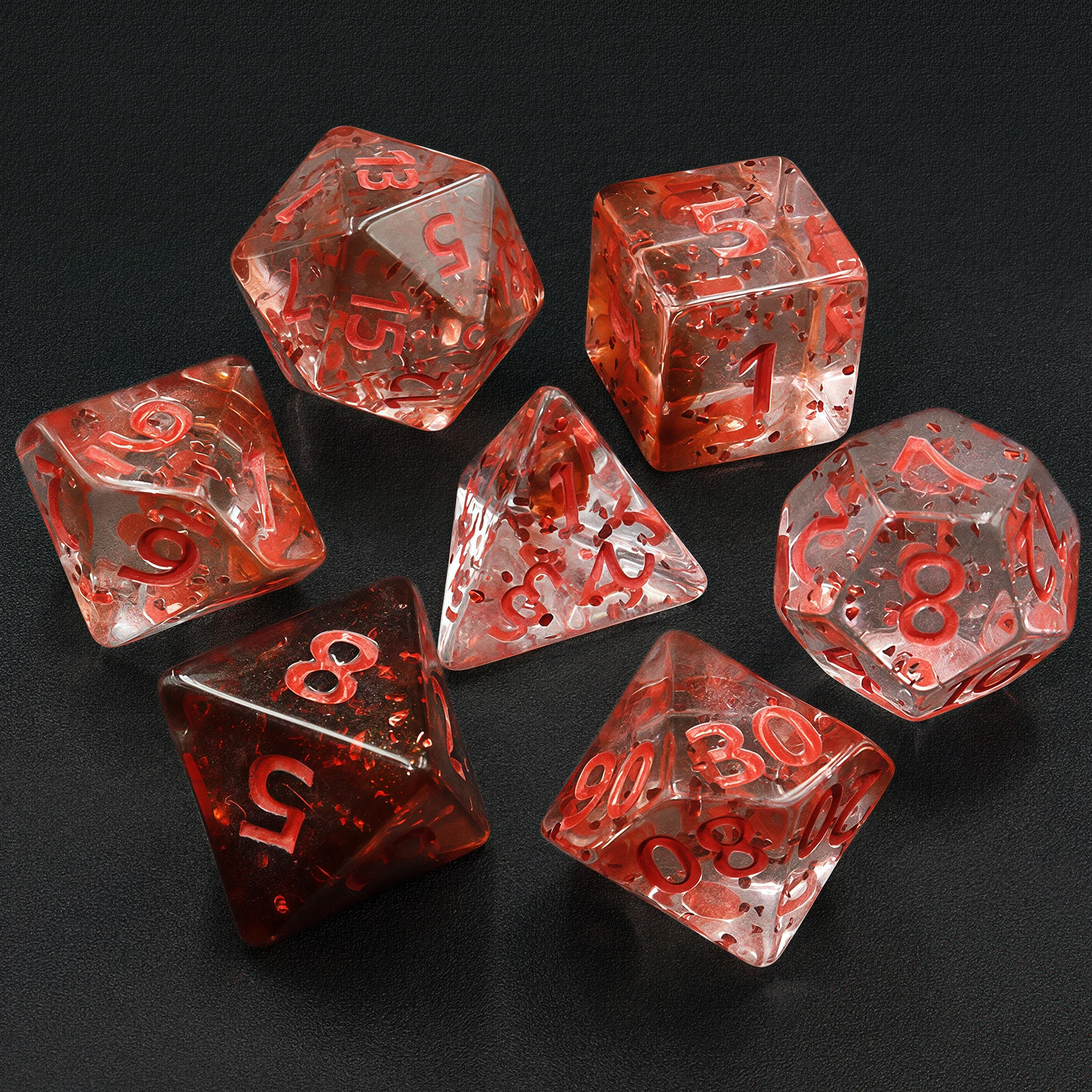 Set of 7 dice Clear with red spots on the inside Perfect for board game party supplies Gift for game lovers
Set of 7 dice Clear with red spots on the inside Perfect for board game party supplies Gift for game lovers