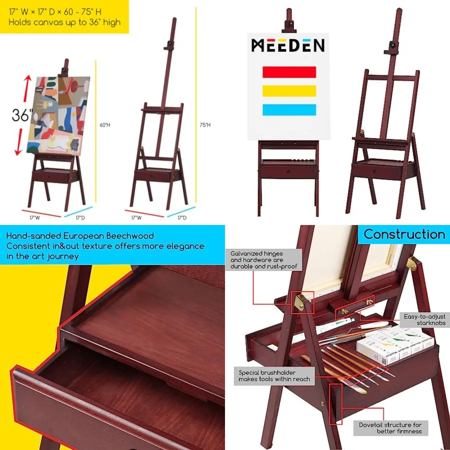 Studio H-Frame Easel with Art Supply Storage Drawer - Adjustable 6075 Wood Easel Stand for Artists, Adults and Students, Holds
Studio H-Frame Easel with Art Supply Storage Drawer - Adjustable 6075 Wood Easel Stand for Artists, Adults and Students, Holds