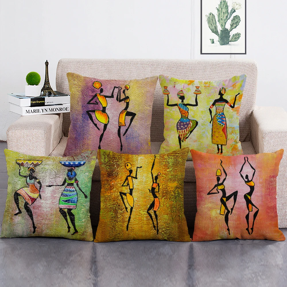 African Art Painting Print Cushion Cover African Women Decorative Throw Pillow Case for Home Decor
African Art Painting Print Cushion Cover African Women Decorative Throw Pillow Case for Home Decor