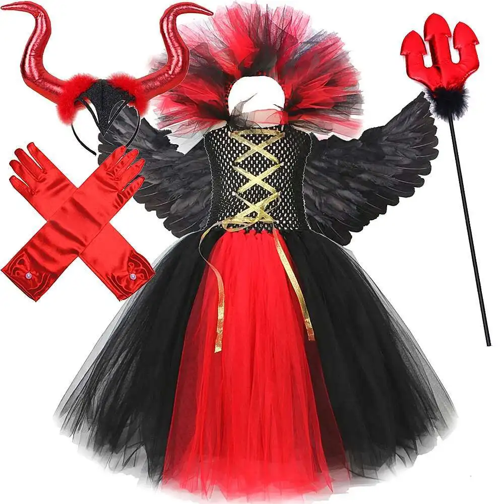 Костюмы Red Devil Demon Angel для девочек, карнавальное длинное платье-пачка на Хэллоуин для детей, наряд ведьмы и королевы с рогами, перьями и крыльями
Костюмы Red Devil Demon Angel для девочек, карнавальное длинное платье-пачка на Хэллоуин для детей, наряд ведьмы и королевы с рогами, перьями и крыльями