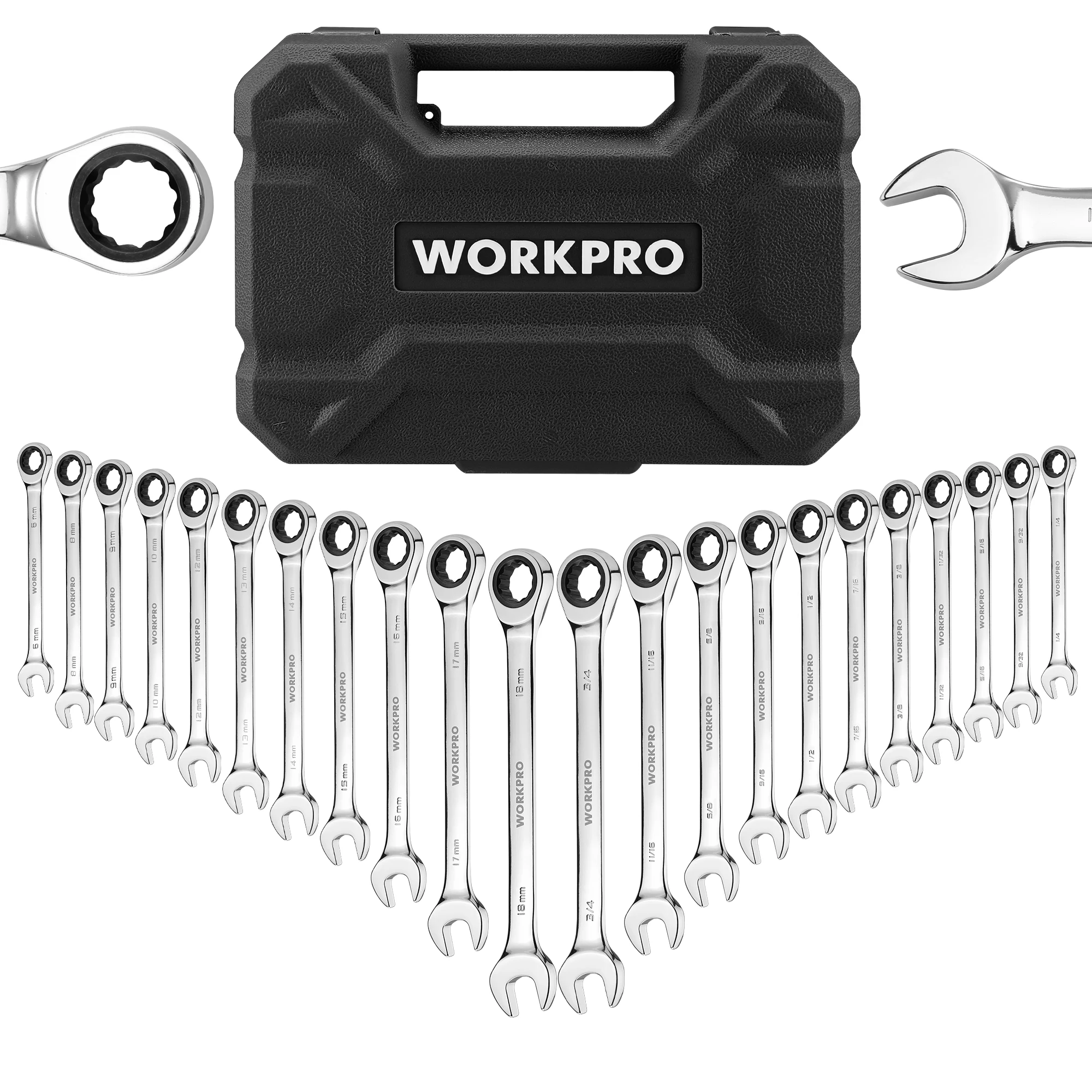 WORKPRO 21pc Ratcheting Wrench Set with Box ,72 Teeth Wrench with Box, Wrench Repair Tool Set
WORKPRO 21pc Ratcheting Wrench Set with Box ,72 Teeth Wrench with Box, Wrench Repair Tool Set