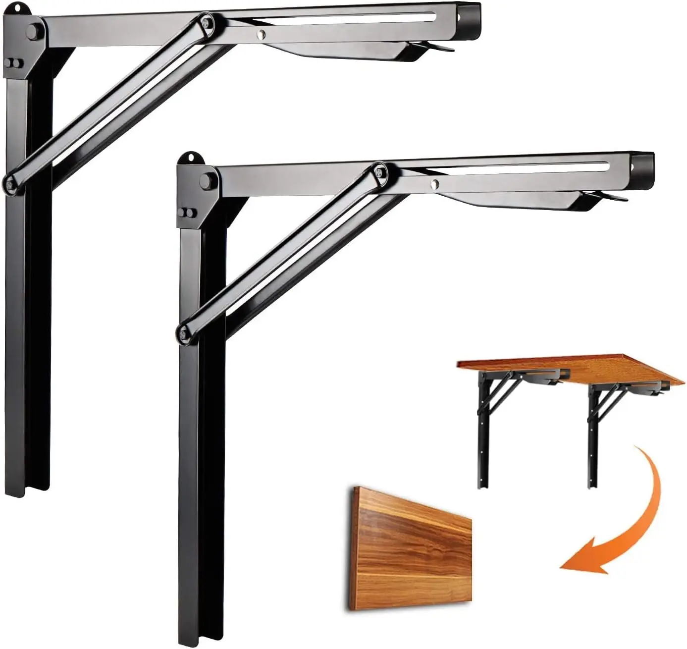 24 inch Heavy Duty Folding Shelf Brackets, Adjustable Steel Wall Mounted Collapsible Bracket, Max Load 550 lbs for Garage
24 inch Heavy Duty Folding Shelf Brackets, Adjustable Steel Wall Mounted Collapsible Bracket, Max Load 550 lbs for Garage