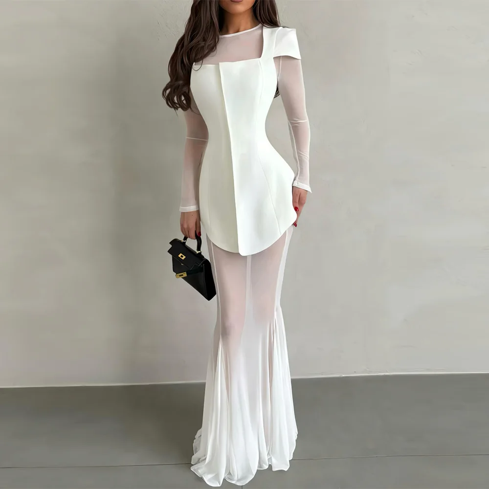 Customized Ivory Crew Neck Mermaid Evening Dress Classic Jersey and Chiffon Party Dress Fashion Long Sleeves Celebrity Gowns
Customized Ivory Crew Neck Mermaid Evening Dress Classic Jersey and Chiffon Party Dress Fashion Long Sleeves Celebrity Gowns