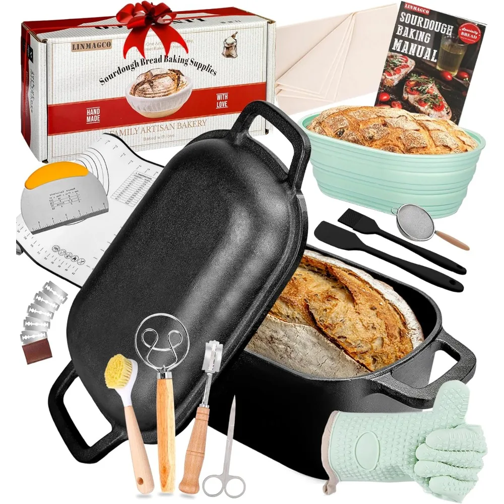 Dutch Oven Bread Baking Kit with 3.6QT Pot Proofing Basket & Artisan Tools
Dutch Oven Bread Baking Kit with 3.6QT Pot Proofing Basket & Artisan Tools