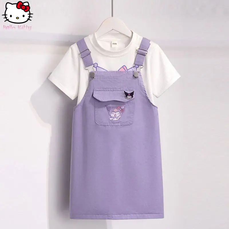 Kuromi Girls Sanrio футболка с юбкой на бретельках костюм Kawaii мультфильм летнее новое аниме платье с короткими рукавами модное дышащее милое платье
Kuromi Girls Sanrio футболка с юбкой на бретельках костюм Kawaii мультфильм летнее новое аниме платье с короткими рукавами модное дышащее милое платье