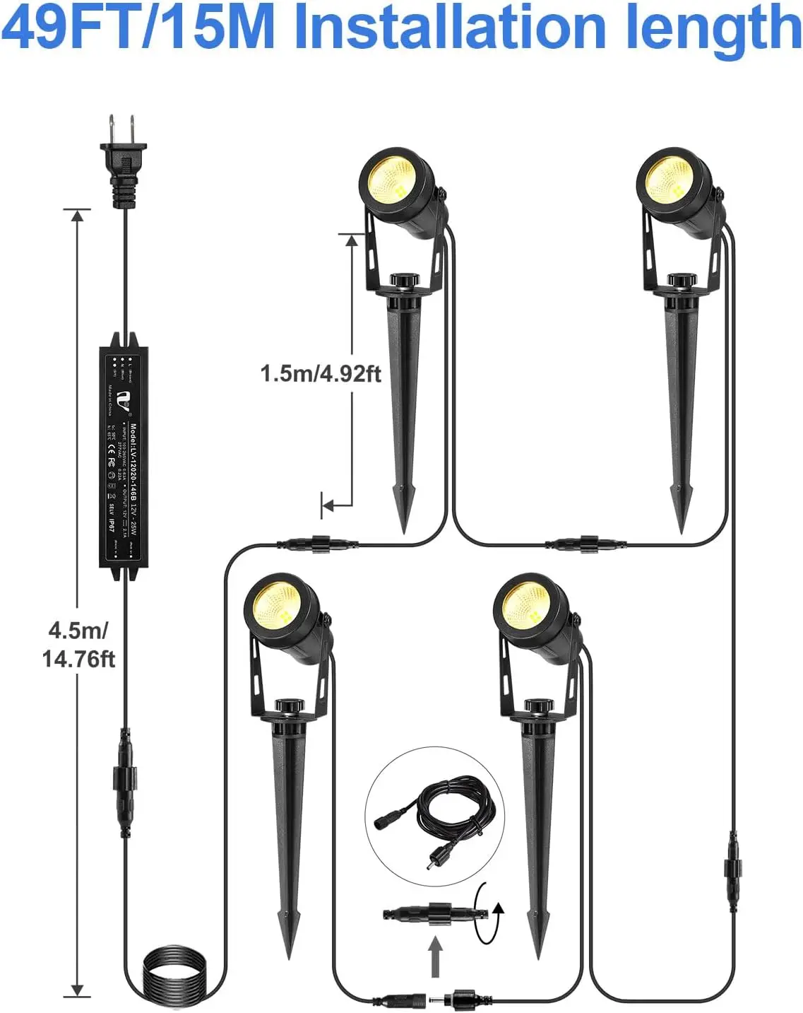 Ландшафтные светильники в упаковке из 4 шт., уличный прожектор с трансформатором 12 В, водонепроницаемые точечные светильники с вилкой для газона, дерева, флажков, сада
Ландшафтные светильники в упаковке из 4 шт., уличный прожектор с трансформатором 12 В, водонепроницаемые точечные светильники с вилкой для газона, дерева, флажков, сада