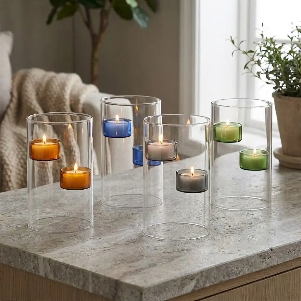 Cylinder Shape Glass Tealight Candle Holder Transparent Romantic Windproof Candlestick Versatile Exquisite Aromatherapy Holder
Cylinder Shape Glass Tealight Candle Holder Transparent Romantic Windproof Candlestick Versatile Exquisite Aromatherapy Holder