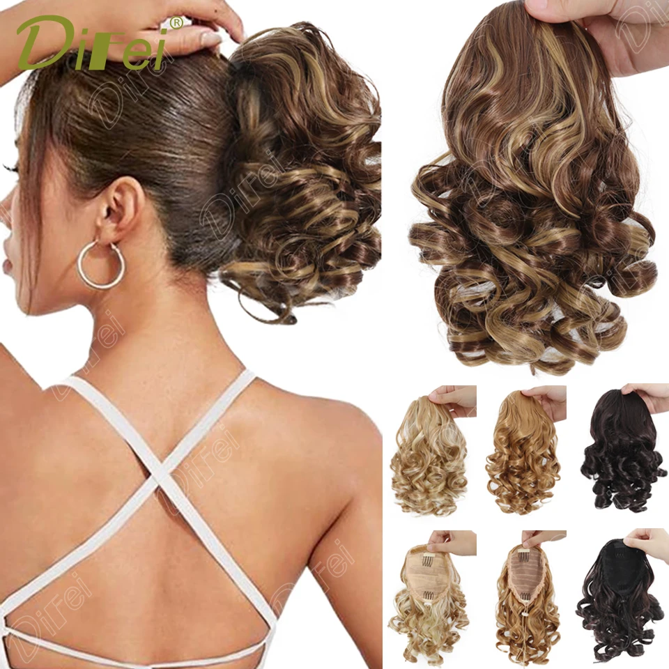 DIFEI Synthetic Wig Fluffy Big Wavy Curly Short Ponytail Hair Extension Wig For Women Drawstring Short Curly Ponytail Wig
DIFEI Synthetic Wig Fluffy Big Wavy Curly Short Ponytail Hair Extension Wig For Women Drawstring Short Curly Ponytail Wig