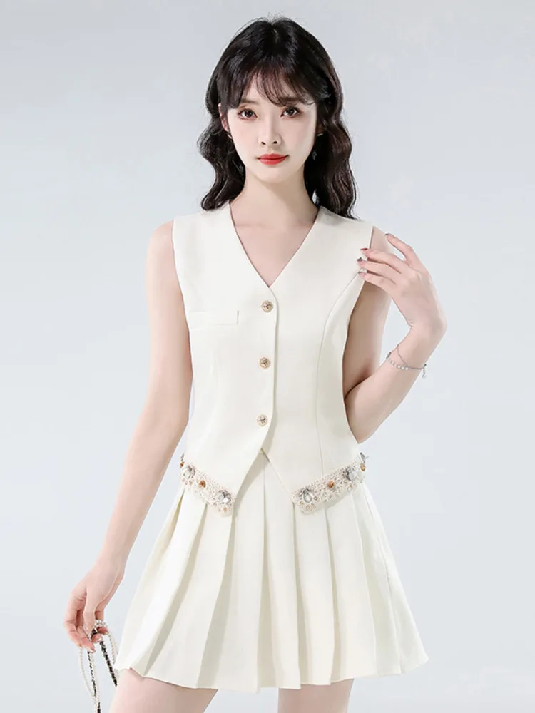 Костюм во французском стиле, жилет, женская плиссированная короткая юбка с высокой талией, комплект из двух предметов, летняя мода, стильные мини-юбки без рукавов, костюмы
Костюм во французском стиле, жилет, женская плиссированная короткая юбка с высокой талией, комплект из двух предметов, летняя мода, стильные мини-юбки без рукавов, костюмы