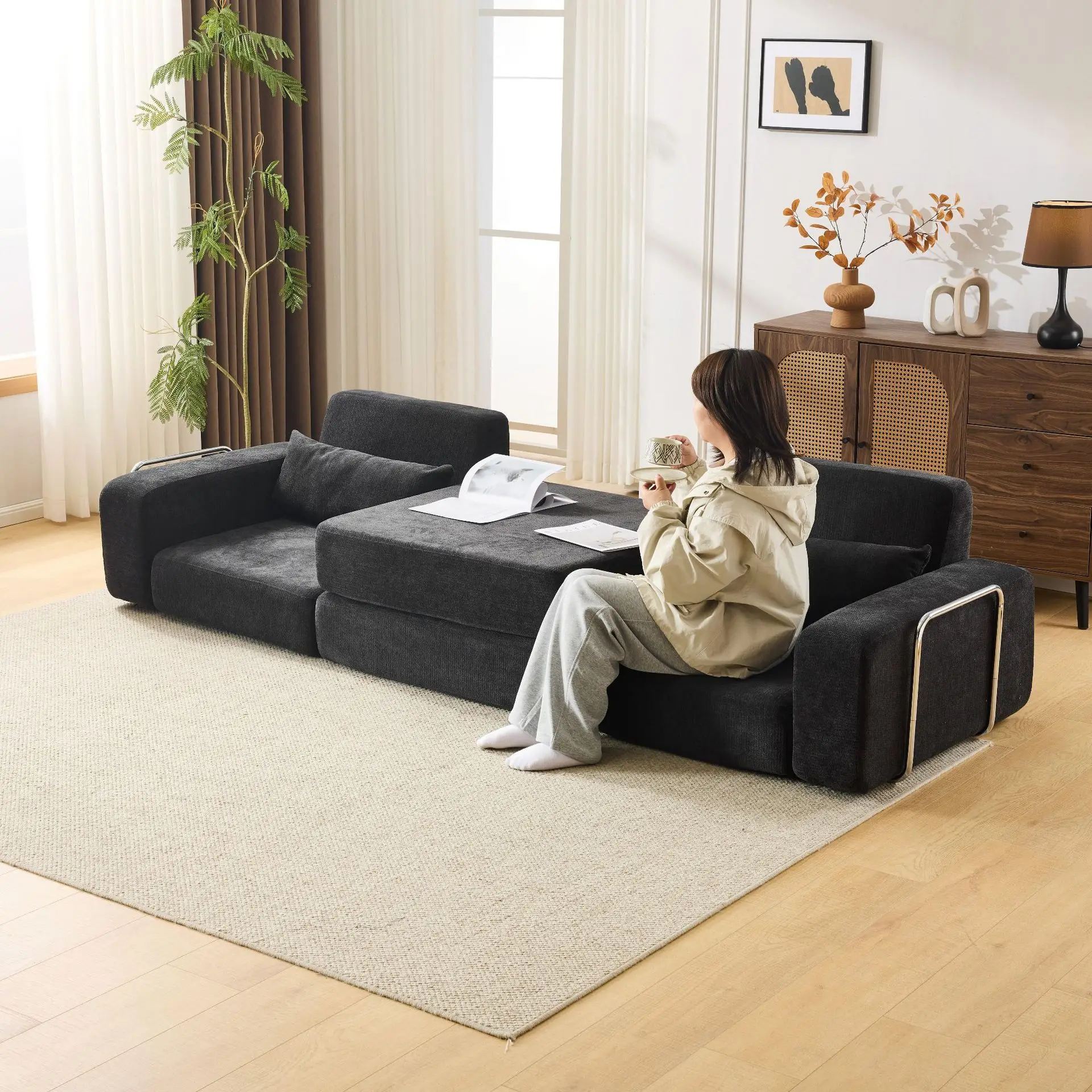 Fabric module sofa living room rental house small apartment double multi-person multi-functional combination
Fabric module sofa living room rental house small apartment double multi-person multi-functional combination