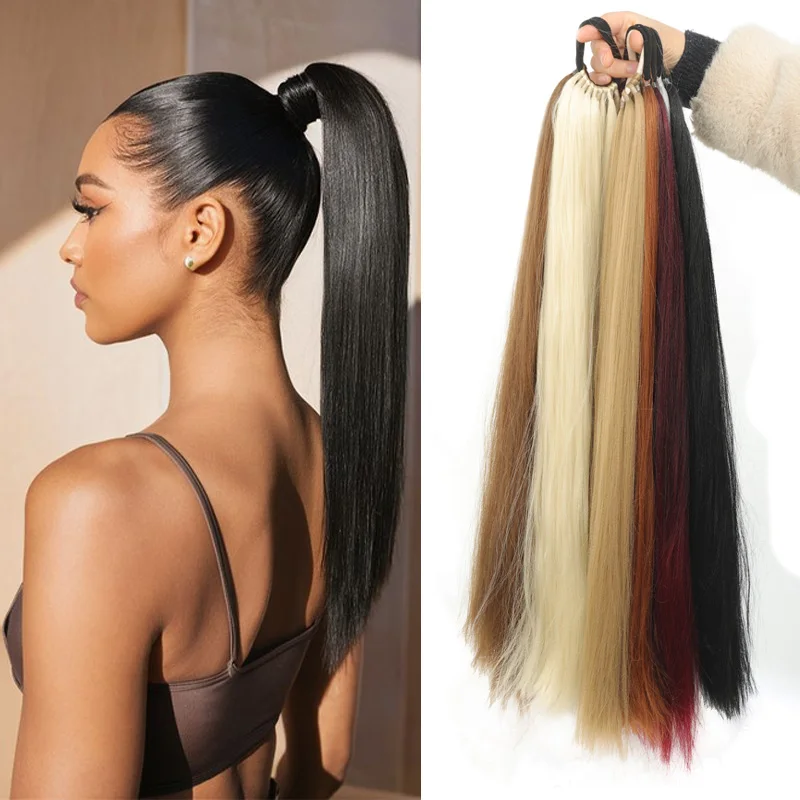 Long, Straight, Versatile Black Synthetic Ponytail Extension with Hair Tie - DIY Braided Bubble Ponytail for Women
Long, Straight, Versatile Black Synthetic Ponytail Extension with Hair Tie - DIY Braided Bubble Ponytail for Women