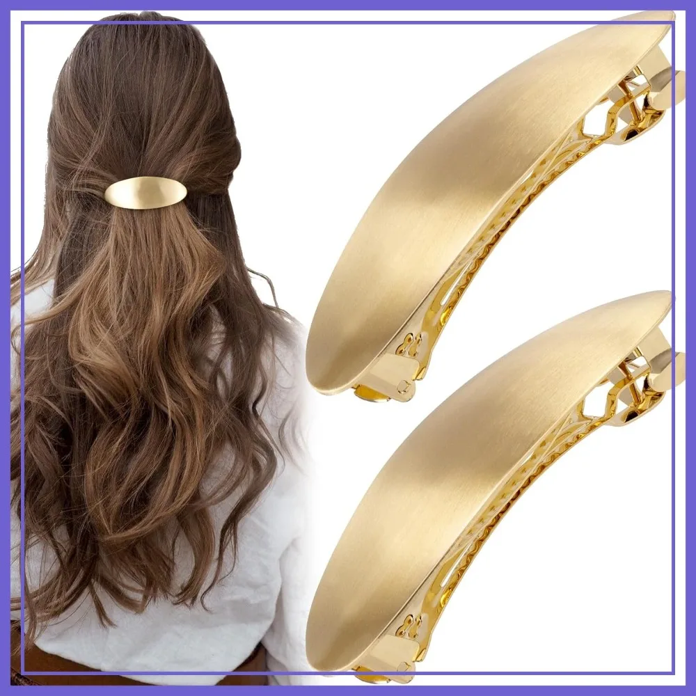 2pcs French Metal Oval Hair Barrettes, Non-Slip Large Hair Clip, Vintage Brushed Hair Accessories for All Hair Types-Gold
2pcs French Metal Oval Hair Barrettes, Non-Slip Large Hair Clip, Vintage Brushed Hair Accessories for All Hair Types-Gold