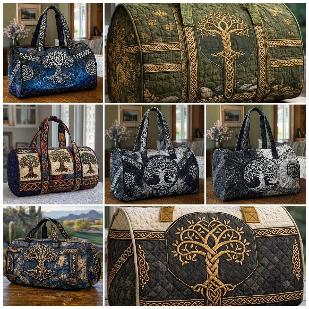 Tree of Life Quilted Duffle Bag Bohemian Style Travel Tote Sports Gym Bags Women Men Weekender HandBag
Tree of Life Quilted Duffle Bag Bohemian Style Travel Tote Sports Gym Bags Women Men Weekender HandBag