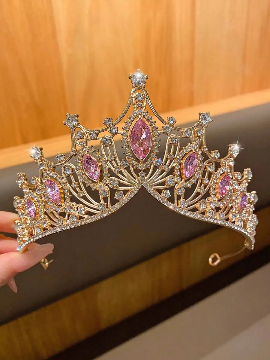Exquisite Gold-Plated Tiara With Pink Marquise Crystals And Clear Rhinestones For Birthday, Pageant, Or Performance Hairpiece
Exquisite Gold-Plated Tiara With Pink Marquise Crystals And Clear Rhinestones For Birthday, Pageant, Or Performance Hairpiece