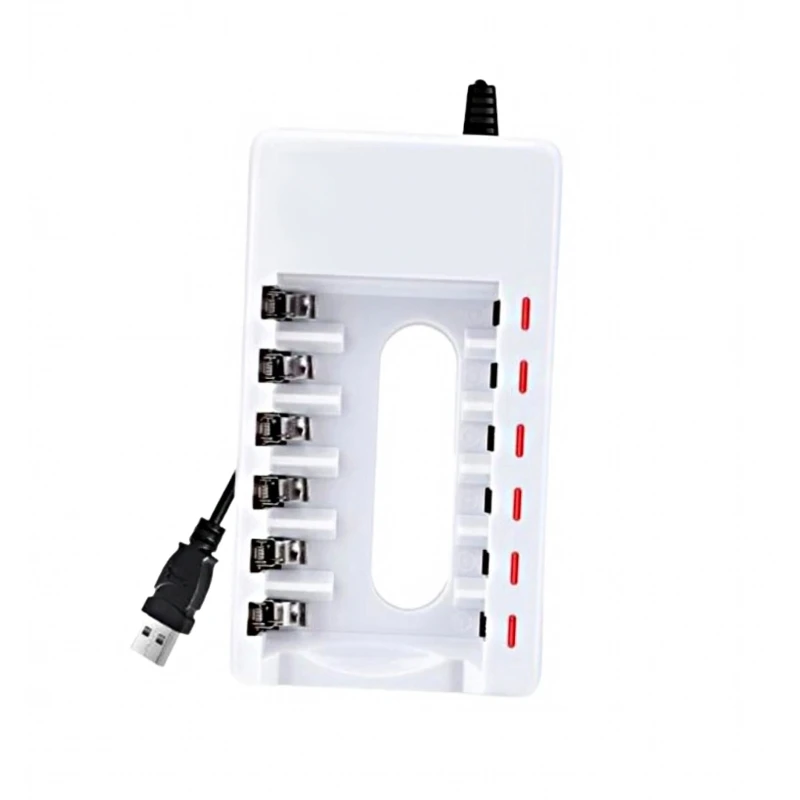 6Slot Battery Charger for 1.2V 2A/3A Batteries Charging Adapter with Short Circuit Protections Power Supply Adapter K1KF
6Slot Battery Charger for 1.2V 2A/3A Batteries Charging Adapter with Short Circuit Protections Power Supply Adapter K1KF