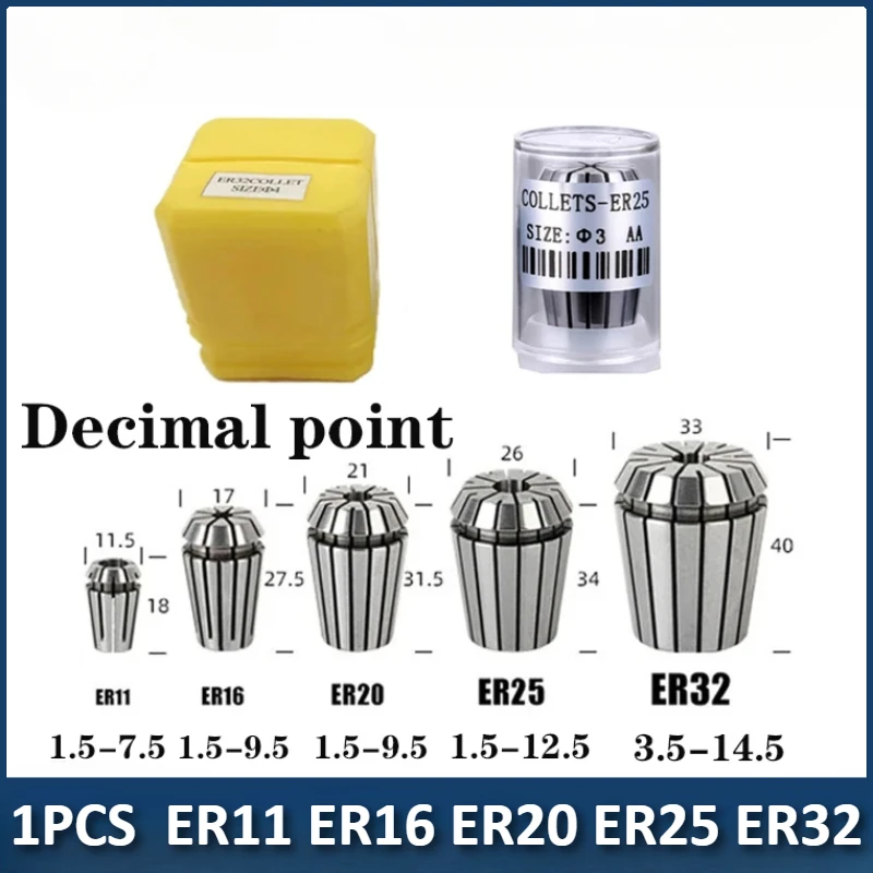 1PCS ER Chuck ER11 ER16 ER20 ER25 ER32 Chuck Engraving Machine CNC Turning Tool Drill Bit Chuck Decimal Point Series 1.5 2.5 3.5
1PCS ER Chuck ER11 ER16 ER20 ER25 ER32 Chuck Engraving Machine CNC Turning Tool Drill Bit Chuck Decimal Point Series 1.5 2.5 3.5
