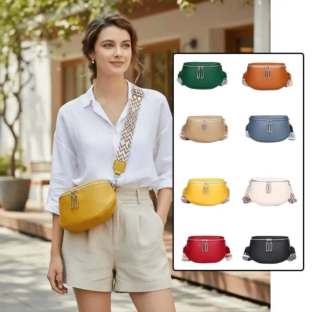 Leather Crossbody Bag Cowhide Texture Double Zippers Saddle Bag Jacquard Strap Silver Hardware Chest Pack Street Styling
Leather Crossbody Bag Cowhide Texture Double Zippers Saddle Bag Jacquard Strap Silver Hardware Chest Pack Street Styling
