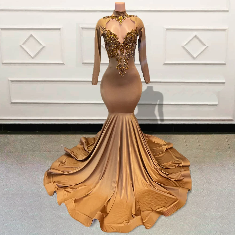 Glitter Rhinestone Diamond Mermaid Long Prom Dresses 2025 Black Girls Full Sleeves Formal Evening Gowns Customized
Glitter Rhinestone Diamond Mermaid Long Prom Dresses 2025 Black Girls Full Sleeves Formal Evening Gowns Customized