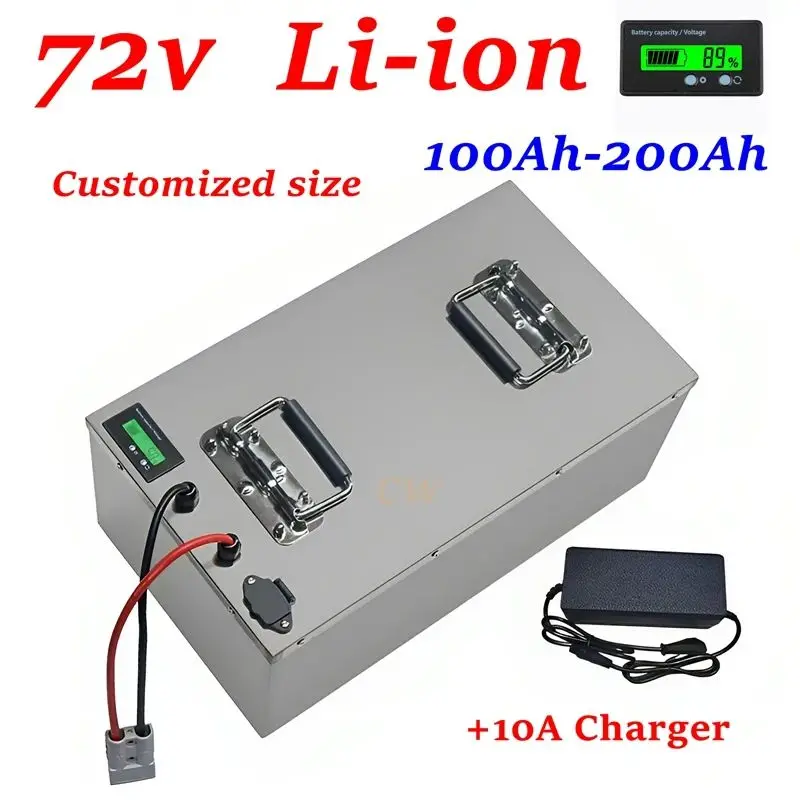 72v 100Ah-200Ah Li-ion battery pack with BMS for 72V 3KW 5KW 8KW motor + 10A charger
72v 100Ah-200Ah Li-ion battery pack with BMS for 72V 3KW 5KW 8KW motor + 10A charger