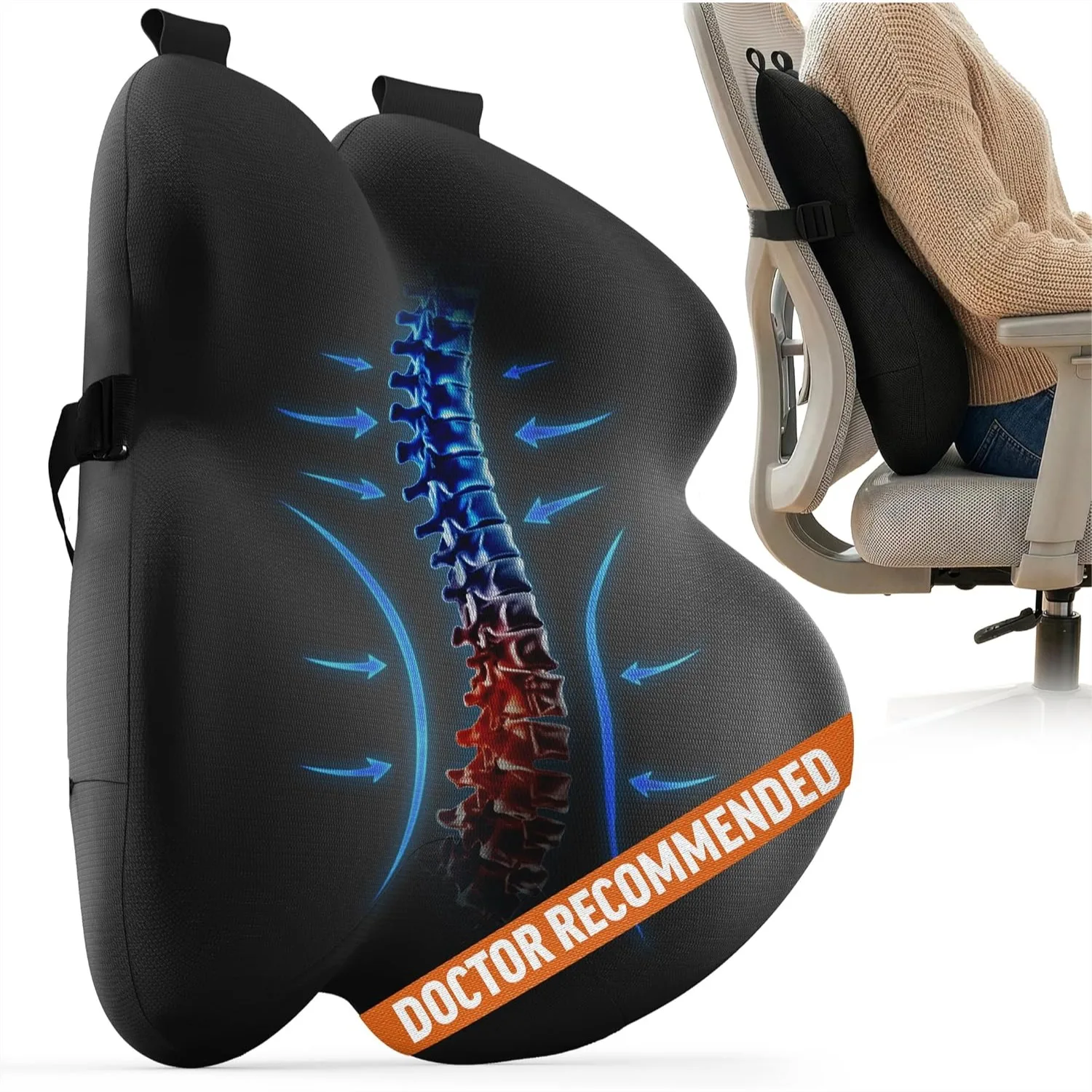 Lumbar Support Pillow for Office Chair - Memory Foam Back Cushion, Promotes Better Posture & Back Pain Relief
Lumbar Support Pillow for Office Chair - Memory Foam Back Cushion, Promotes Better Posture & Back Pain Relief
